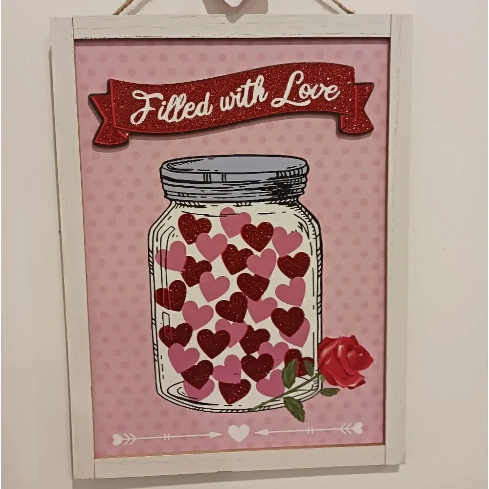3 for $26 - Valentine’s Day Filled with Love Hanging Signs Decor - Set of 2